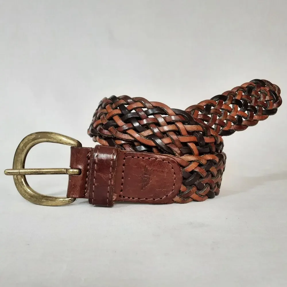 Dockers Unisex Genuine Leather Shades of Brown Braided Belt Size 36 Turkey